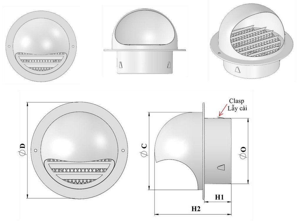 Chụp thông hơi Inox 304