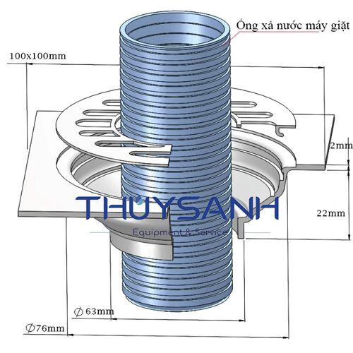 Kích thước của thoát sàn mặt giặt inox