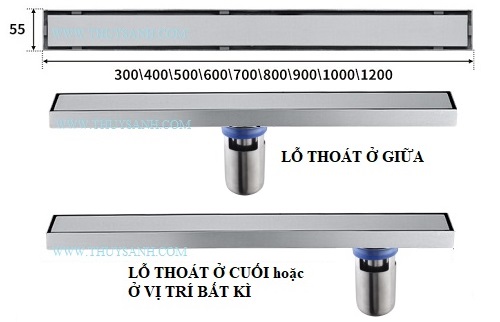 Kích thước ga thoát sàn loại dài