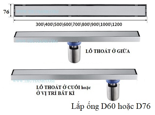 Kích thước ga thoát sàn loại dài