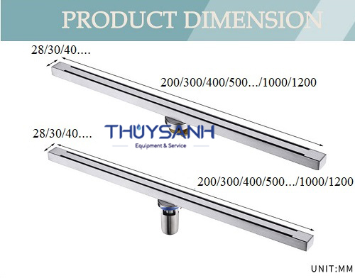 Kích thước phễu thoát sàn dài