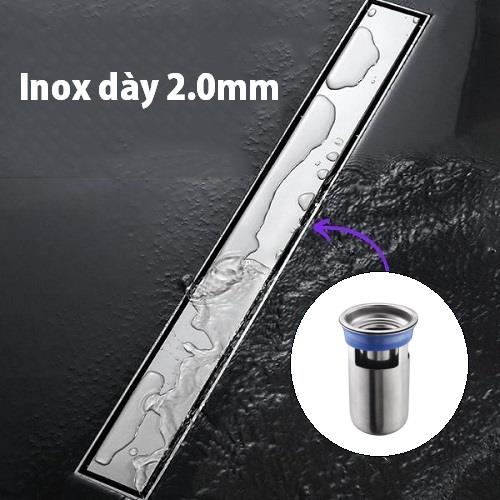 Ga thoát sàn dài. Inox 304 DẦY. Rộng 55mm, Dài theo yêu cầu. Ngăn mùi. LD02T-55