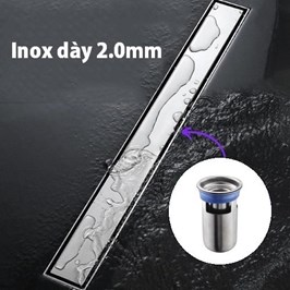 Ga thoát sàn dài. Inox 304 DẦY. Rộng 55mm, Dài theo yêu cầu. Ngăn mùi. LD02T-55